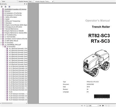 Wacker Neuson Trench Roller Rtx Sc Operator S Manual Spare Parts