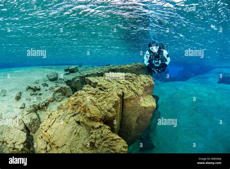 Scuba Diving In Silfra Fissure Thingvellir National Park Iceland