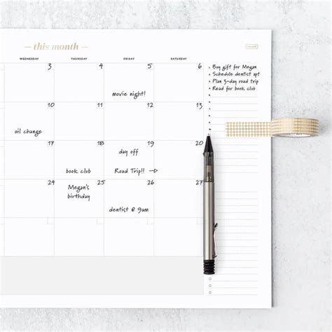 Monthly Calendar Deskpad Ink And Volt Planner Work Calendar Desktop