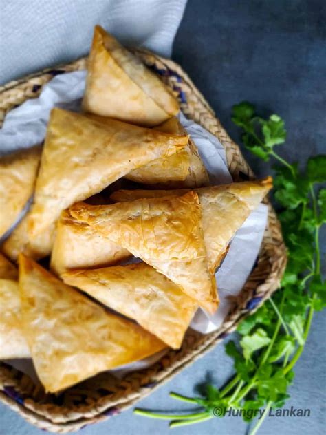 Baked Chicken samosa with phyllo - Hungry Lankan