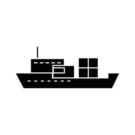 Ship Cargo Container Flat Line Illustration Concept Vector Isolated