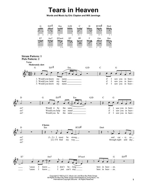 Eric Clapton Tears In Heaven Sheet Music