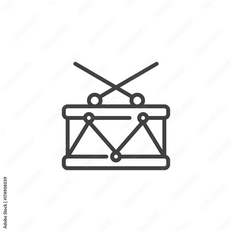 Drum Line Icon Outline Vector Sign Linear Style Pictogram Isolated On