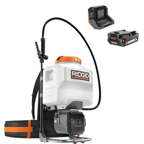 RIDGID 18-Volt Cordless Battery 4 Gal. Backpack Chemical Sprayer with 2 ...