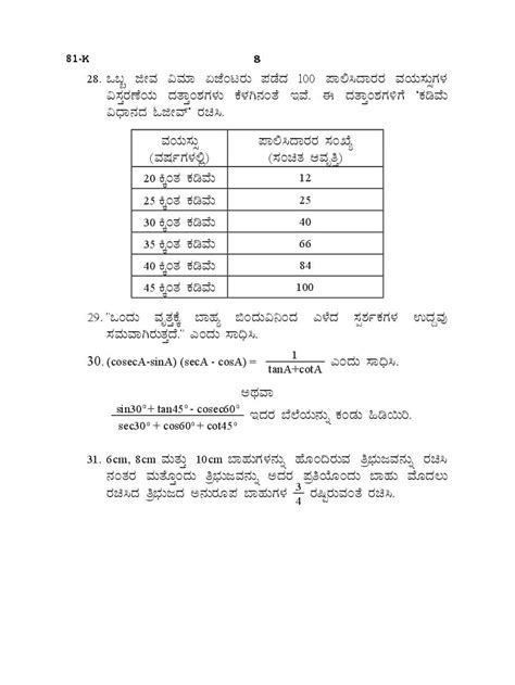 Karnataka Sslc Preparatory Maths Model Question Paper 2023 Pdf