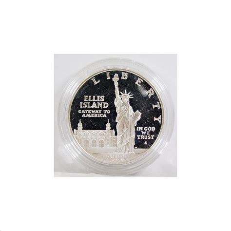 S Statue Of Liberty Ellis Island Proof Commemorative Silver Dollar