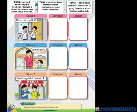 Pendidikan Kesihatan Interactive Exercise For 2 Live Worksheets