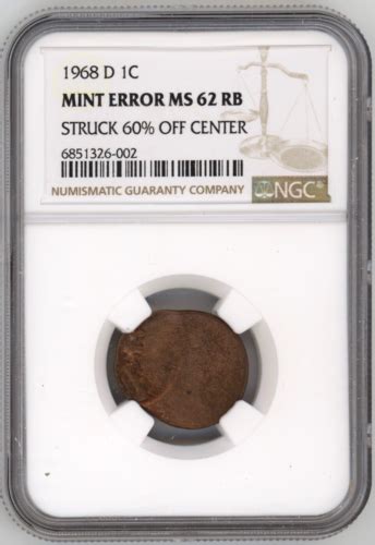 D Ngc Ms Rb Mint Error Struck Off Center Lincoln Memorial