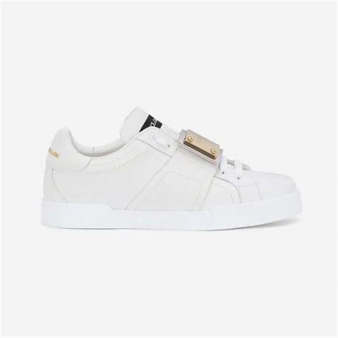 Dolce Gabbana D G Unisex Calfskin Portofino Sneakers With Branded Tag White