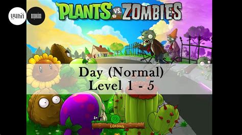 Plants Vs Zombies Day Normal Level 1 5 Full Gameplay Youtube