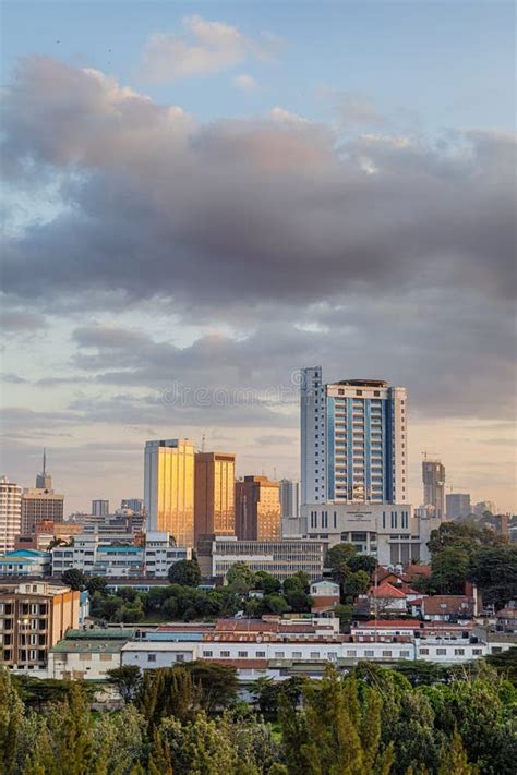 Nairobi skyline at sunset editorial photo. Image of cityscape - 167705886