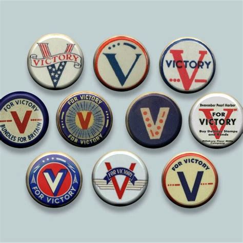 V For Victory Wwii Symbol Pinback Button Set By Yesware11 On Etsy