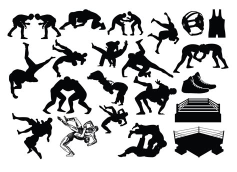 Wrestling Silhouette Svg Wrestling Silhouette Clipart Wrestling Svg