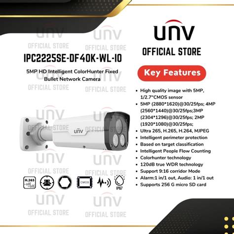 Promo Uniview CCTV 5MP Intelligent ColorHunter Fixed Bullet Network