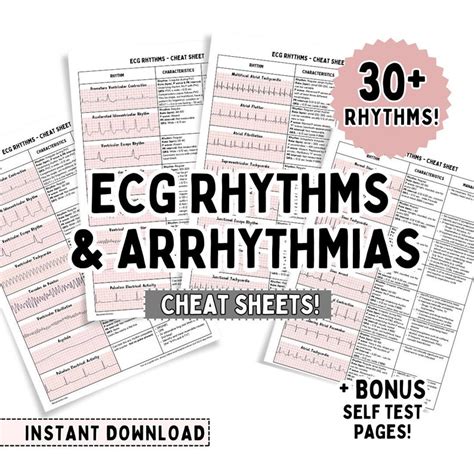 ECG Rhythms Dysrhythmias Cheat Sheets Etsy