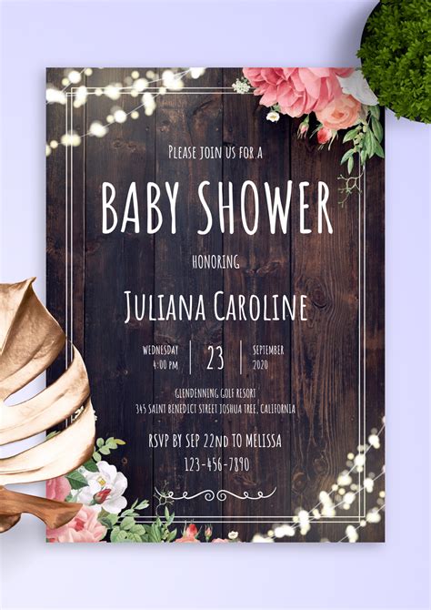 Download Printable Wood Rustic Baby Shower Invitation PDF