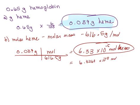 Solved Hemoglobin Is 6 0 Heme C34 H32 Fen4 O4 By Mass To Remove The Heme Hemoglobin Is