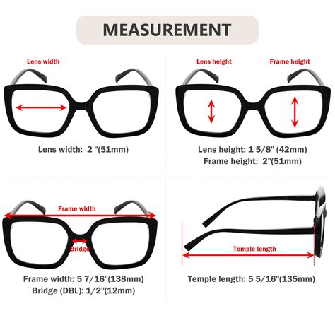 Reading Glasses Square Large Frame For Women R2014 4pack