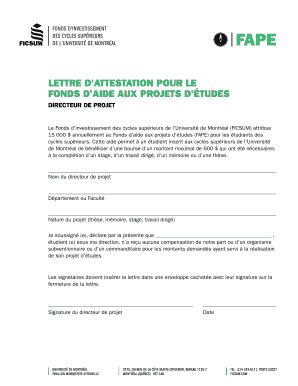 Remplissable En Ligne LETTRE DATTESTATION POUR LE FONDS DAIDE AUX