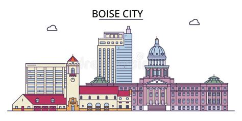 United States Boise City Tourism Landmarks Vector City Travel