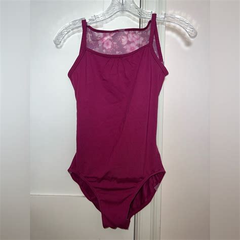 Bloch Mirella Floral Mesh Cami Leotard Burgundy Very… Gem