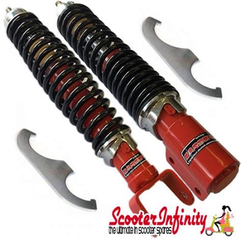 Shock Absorber Sebac Style Front Rear Red Black Carbone PAIR Vespa