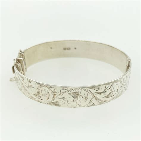 Vintage Sterling Silver Engraved Bangle