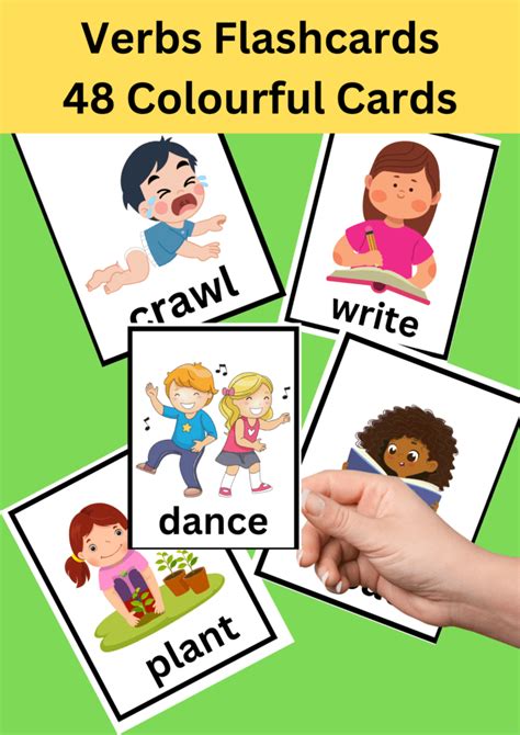 48 printable verb flashcards for little learners