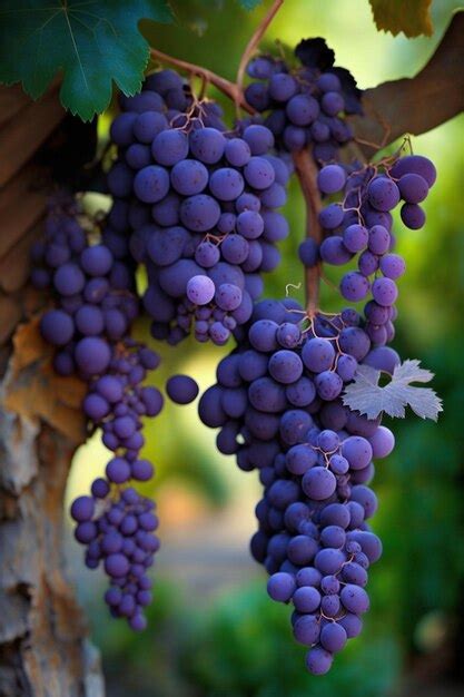 Um Cacho De Uvas Pendurado Em Uma Videira Uma Folha Que Diz Uva