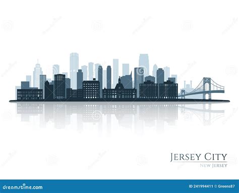 Jersey City Skyline Silhouette with Reflection. Stock Vector ...