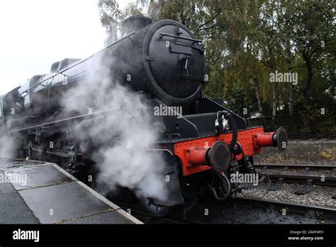 Steam Hissing From A Powerful Railway Steam Engine Stock Photo Alamy