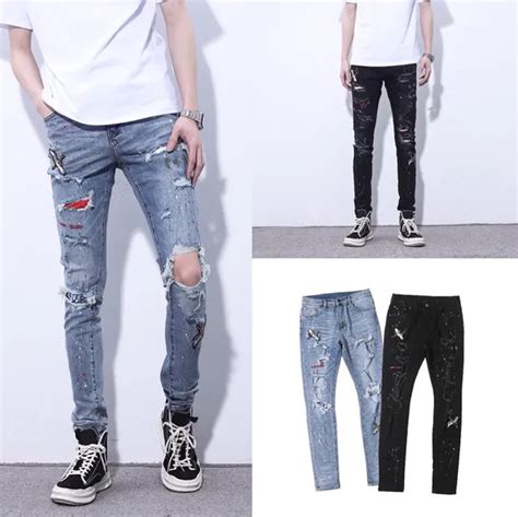 Mejor Precio En A Granel Jeans Pour Hommes Luxurys Designer Bieber Pantalons De Grues De