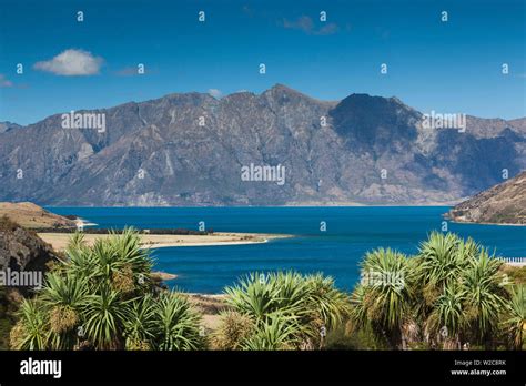 New Zealand South Island Otago Wanaka Area Lake Hawea Stock Photo