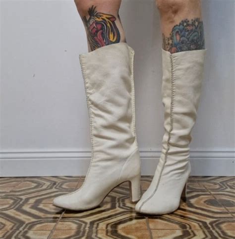 Vintage White Boots in Very Soft Leather Size 38 Eu - Etsy