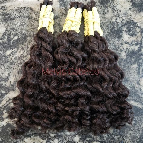 Cabelo Humano Castanho Cacheado Permanentado 30CM Cacho 3 100g