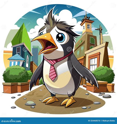 Erect Crested Penguin Trembling Cries Street Vector Stock Illustration