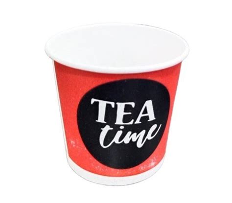 Eco Friendly Red Printed Disposable Paper Cup For Tea Pack Of 100 At