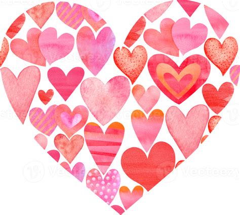 Hermoso Corazón Hecho De Corazones De Acuarela Transparente Png