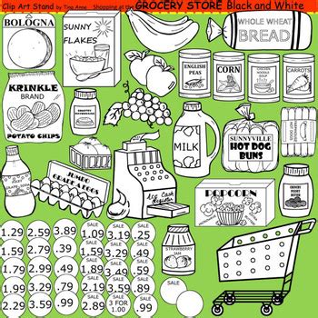 Clip Art Grocery Store in black and white by Clip Art Stand by Tina Anne