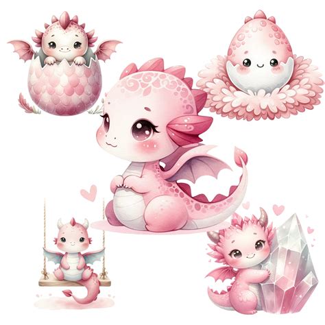 Baby Dragon Clipart Adorable Baby Dragon PNG, Fantasy Watercolor Dragon ...