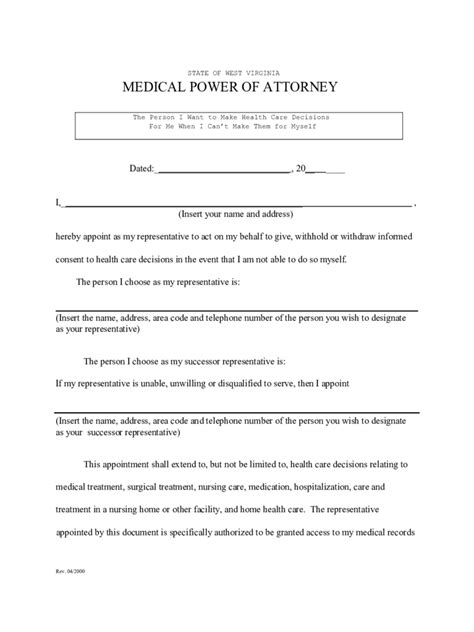 Virginia Medical Power Of Attorney Form Pdf