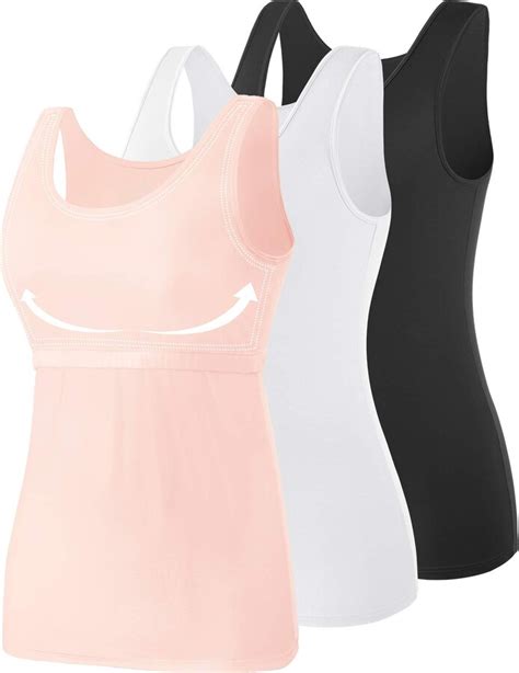 Amvelop Tank Tops For Women Built In Bra Cotton Shelf Bra Tanks