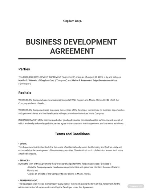 Developer Agreement Template