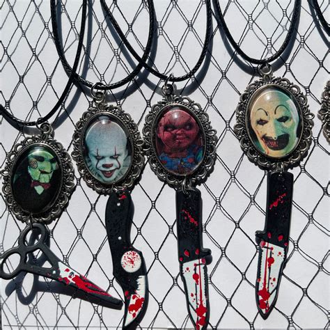 Classic Horror Icons Handmade Necklace Freddy Jason The Clown Saw