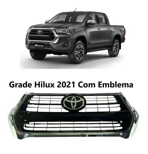 Grade Emblema Principal Hilux 2021 Srx Cromado Black Piano