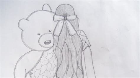 How To Draw A Girl Holding A Teddy Bear Easy Way To Draw A Girl Step