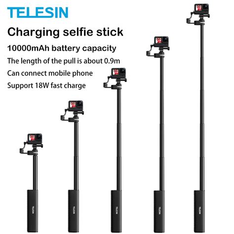 Telesin Charging Handle Selfie Stick Mah Power Bank Universal For