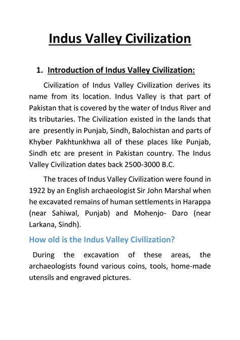 Indus Valleycivilization Indus Valley Civilization Introduction Of