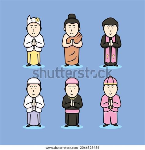 Religious Cartoon Character Religion Indonesia Islam Stock Vector ...