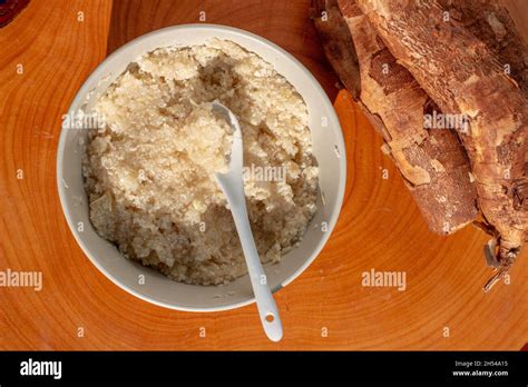 Coarse Cassava Flour Porridge Usually Served With Milk And Sugar As A